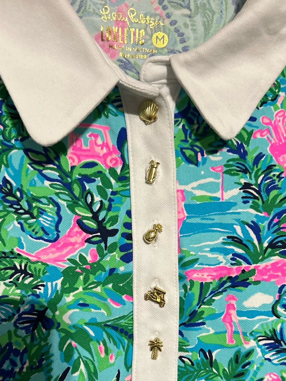 Lilly Pulitzer Luxletic Imara Polo UPF50+. Size M - Picture 4 of 5